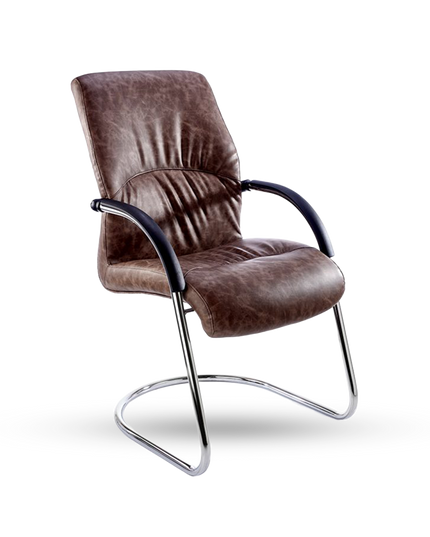 RAGGIO PU Curved Integral Sleigh-Base Armchair