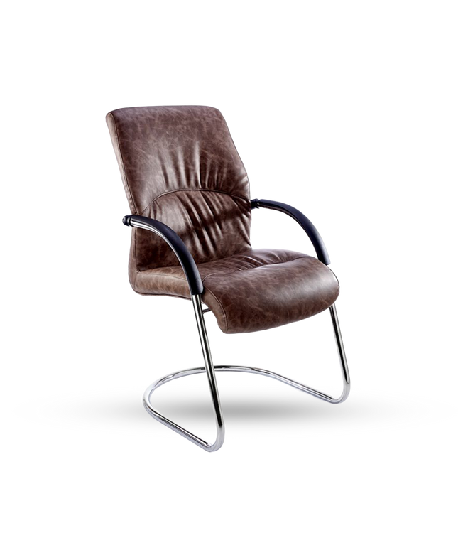 RAGGIO PU Curved Integral Sleigh-Base Armchair